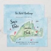 Watercolor Marthas Vineyard Kaart Save the Date (Voorkant / Achterkant)