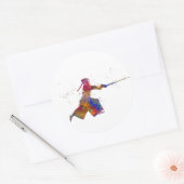 Watercolor martial art-kendo ronde sticker (Envelop)