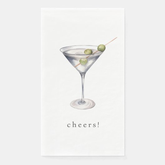 Watercolor Martini Cocktail Proost Servet (Voorkant)