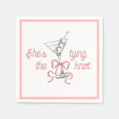 Watercolor Martini Pink Bow Tying The Knot Servet (Voorkant)