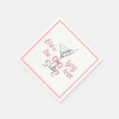 Watercolor Martini Pink Bow Tying The Knot Servet (Hoek)