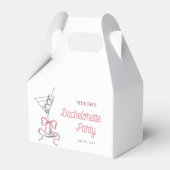 Watercolor Martini Roze Strik Bachelorette Feest Bedankdoosjes (Achterkant)