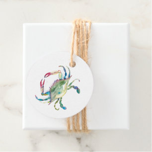 Watercolor Maryland Blauwe Krab Favor Tags Bedankjes Labels
