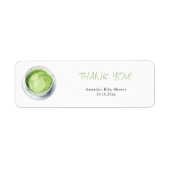 Watercolor Matcha Latte Baby Shower  Etiket (Voorkant)