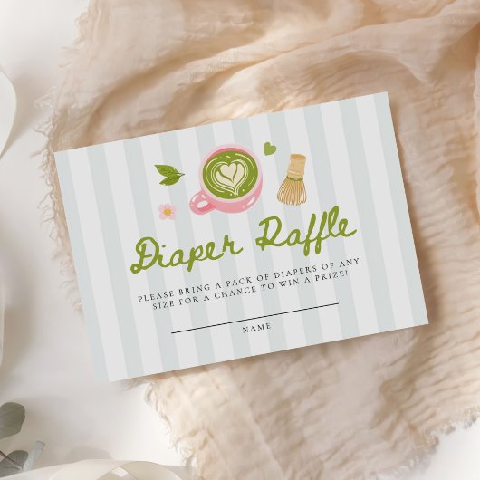 Watercolor Matcha Latte Diaper Raffle Informatiekaartje