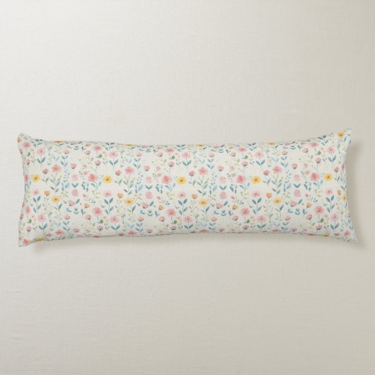 watercolor meadow bloom lichaamskussen (Achterkant)