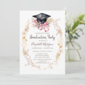 Watercolor Meadow Flowers Cap Bow Graduation Kaart (Staand voorkant)