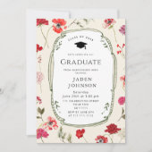 Watercolor Meadow Wildflower Boho Graduation Party Kaart (Voorkant)