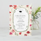 Watercolor Meadow Wildflower Boho Graduation Party Kaart (Staand voorkant)