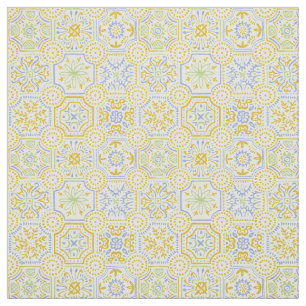 Watercolor Mediterraan Azulejo Boho Patroon Stof