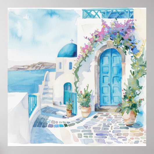 Watercolor Mediterraan  Poster (Voorkant)