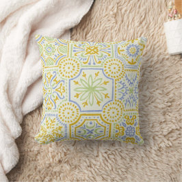 Watercolor Mediterraans Azulejo Boho Patroon Kussen