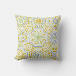 Watercolor Mediterraans Azulejo Boho Patroon  Kussen