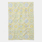 Watercolor Mediterraans Azulejo Boho Patroon Theedoek (Verticaal)