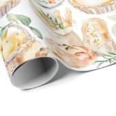 Watercolor Mediterranean Food Pattern Cadeaupapier (Rol Hoek)