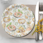 Watercolor Mediterranean Food Pattern Papieren Bordje