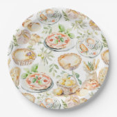 Watercolor Mediterranean Food Pattern Papieren Bordje (Voorkant)