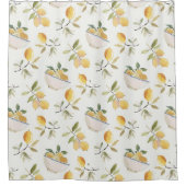 Watercolor Mediterranean Lemon Shower Curtain Douchegordijn (Voorkant)