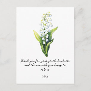 WATERCOLOR MEI LELIE VAN DE DAL GEBOORTEBLOEM  BRIEFKAART