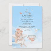 Watercolor Meisje Engel Doop Foto Uitnodiging (Voorkant)