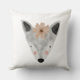 Watercolor meisjesachtige baby dier wit grijs kind kussen