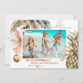 Watercolor Mele Kalikimaka Hawaïaanse foto  Feestdagenkaart (Voorkant)