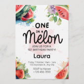 Watercolor melon - 1st Birthday Party Invitation Kaart (Voorkant)