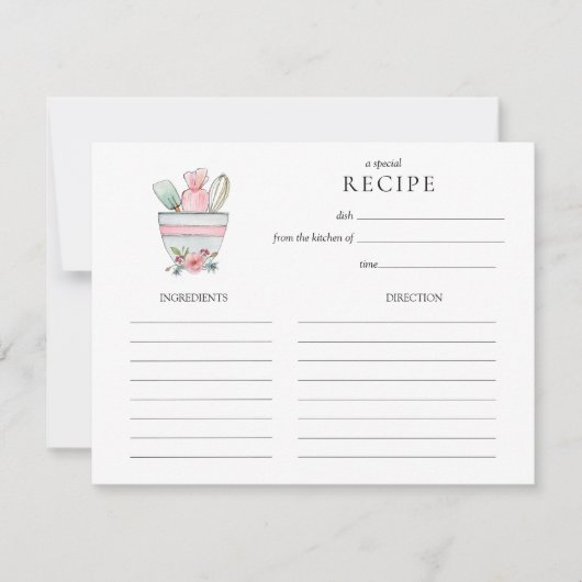 Watercolor mengkom met utensils Receptkaart Kaart (Voorkant)