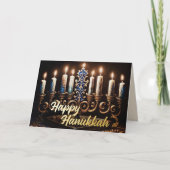 Watercolor Menorah Prettig Chanoeka Feestdagen Kaart (Voorkant)