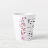 Watercolor Mergis Feestelijke Bruiloft Ruby Rose Latte Mok (Voorkant)