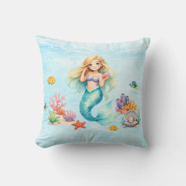 Watercolor Mermaid Birthday Kussen