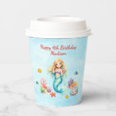 Watercolor Mermaid Birthday Papieren Bekers (Achterkant)