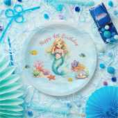 Watercolor Mermaid Birthday Papieren Bordje (Feest)