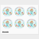 Watercolor Mermaid Birthday Ronde Sticker (Vel)