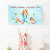 Watercolor Mermaid Birthday Spandoek (Insitu)