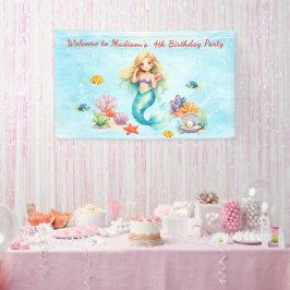 Watercolor Mermaid Birthday Spandoek