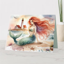 Watercolor Mermaid by Lighthouse Shore Kaart