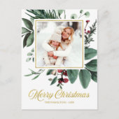 Watercolor Merry Christmas Holidays Photo Briefkaart (Voorkant)