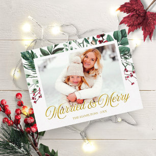 Watercolor Merry Christmas Holidays Photo Briefkaart