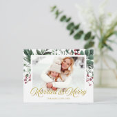 Watercolor Merry Christmas Holidays Photo Briefkaart (Staand voorkant)