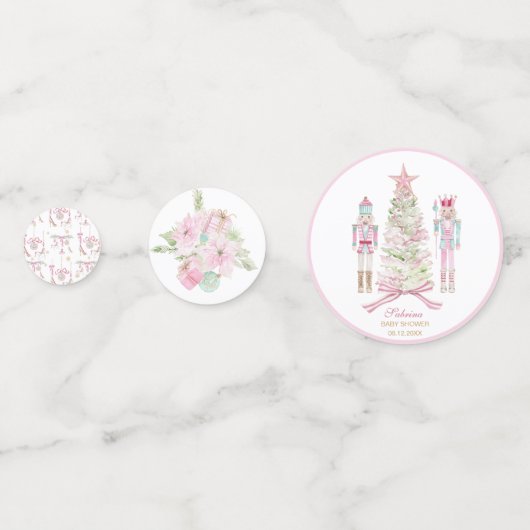  Watercolor Merry Christmas Nutcracker ballet pink Confetti (Achterkanten)