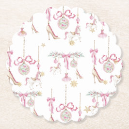  Watercolor Merry Christmas Nutcracker ballet pink Kartonnen Onderzetters