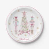  Watercolor Merry Christmas Nutcracker ballet pink Papieren Bordje (Voorkant)