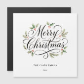 Watercolor Merry Christmas Script Botanical (Voorkant / Achterkant)