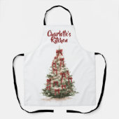 Watercolor Merry Christmas Tree | Cooking Apron Schort (Voorkant)
