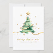 Watercolor Merry Christmas Tree Feestdagenkaart (Voorkant)