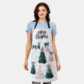 Watercolor Merry Christmas Trees | Holiday Apron Schort (Gedragen)