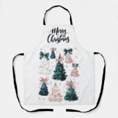 Watercolor Merry Christmas Trees | Holiday Apron Schort (Voorkant)