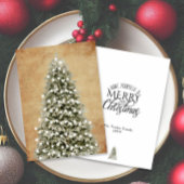 Watercolor Merry Little Christmas Tree Parchment Feestdagenkaart