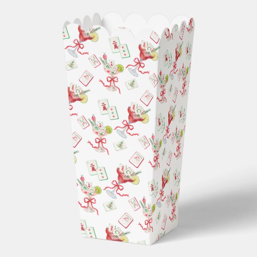 Watercolor Merry Mahjong Christmas Cocktail Party Bedankdoosjes (Achterkant)